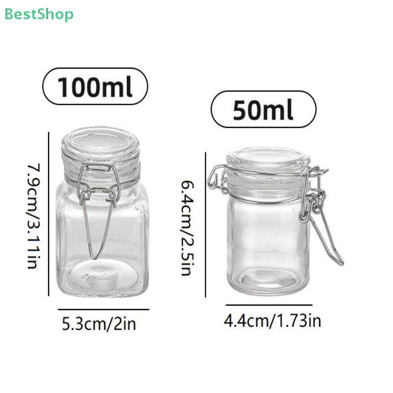 Mason Jar 8Oz - ♥ ขวดแก้วสี่เหลี่ยมขนาดเล็กแบบมีฝาปิดสนิท ขนาด 50 มล. สำหรับเก็บอาหาร