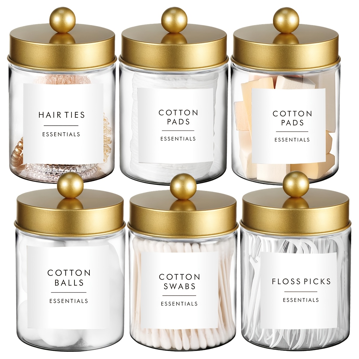 Mason Jar 8Oz - ที่ใส่สำลี - ขวดพลาสติกขนาด 8 ออนซ์สำหรับจัดเก็บเครื่องสำอางบนโต๊ะเครื่องแป้ง ที่จัดระเบียบบนเคาน์เตอร์