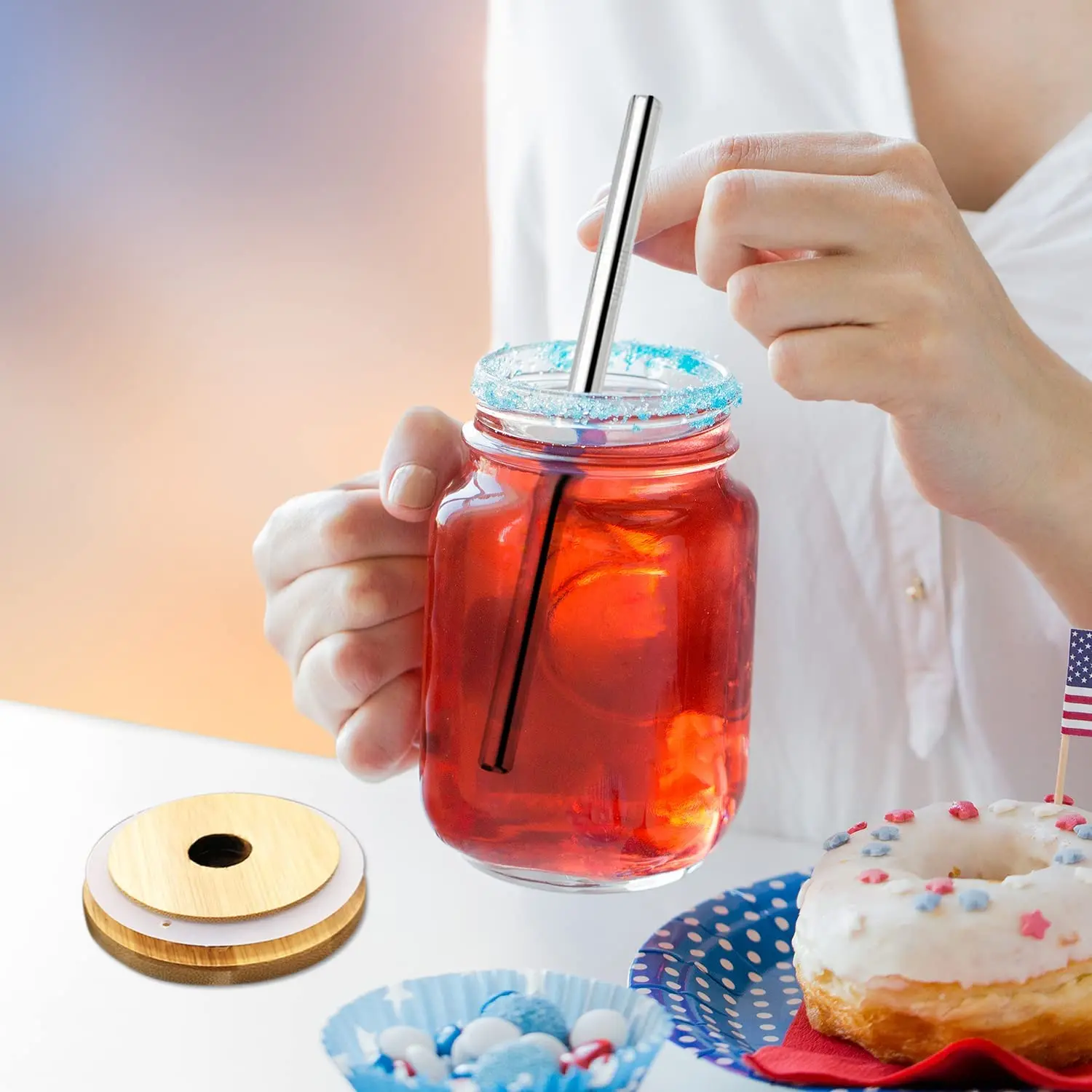 น้ําผลไม้แบบใช้ซ้ําได้แก้วน้ํา - Mason Jar 8Oz บทวิจารณ์และราคา