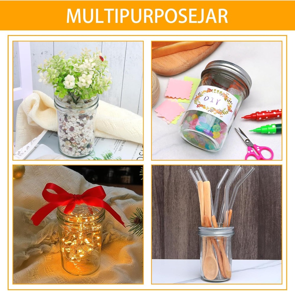 ชุดโหลแก้วใสขนาด 8 ออนซ์ จำนวน - Mason Jar 8Oz บทวิจารณ์และราคา