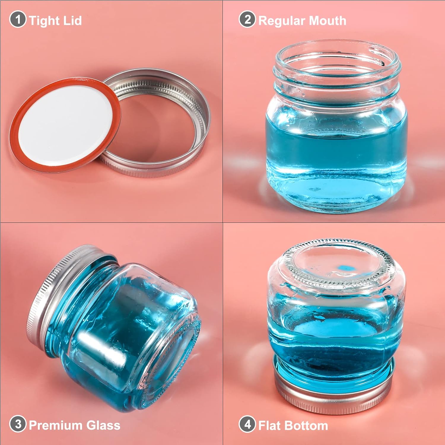 ขวดโหลแก้วสำหรับปากธรรมดาขนาด8 - Mason Jar 8Oz บทวิจารณ์และราคา