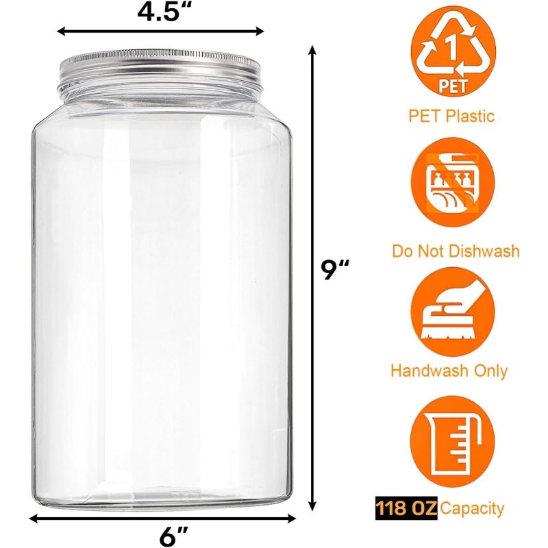 ขวดพลาสติกใสขนาด 1 แกลลอน 1 แพ - Mason Jar 8Oz บทวิจารณ์และราคา