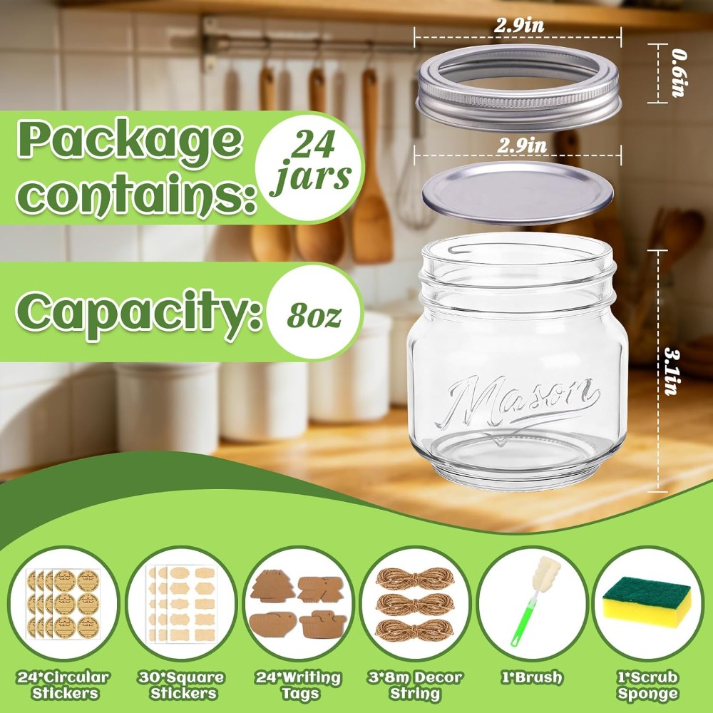 ขวดโหลแก้วขนาด 8 ออนซ์ พร้อมฝา - Mason Jar 8Oz บทวิจารณ์และราคา